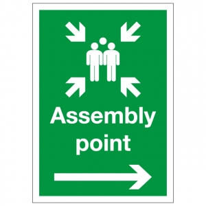 Assembly Point Arrow Right Safety Sign