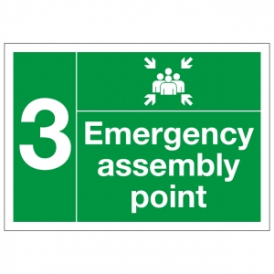 Emergency Assembly Point Number 3 Safety Sign