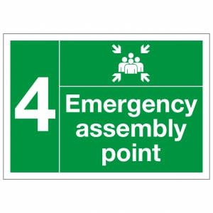 Emergency Assembly Point Number 4 Safety Sign