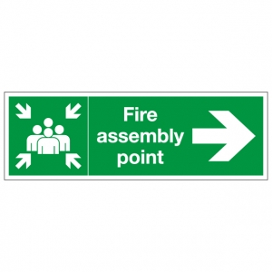 Fire Assembly Point Right Arrow Safety Sign
