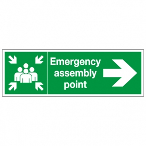 Fire Assembly Point Right Arrow Safety Sign