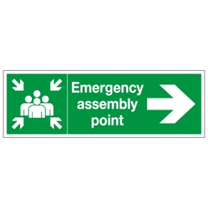 Fire Assembly Point Right Arrow Safety Sign