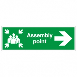 Fire Assembly Point Right Arrow Safety Sign