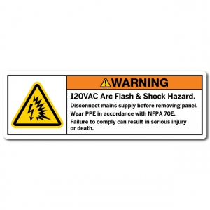 Warning 120VAC Arc Flash And Shock Hazard