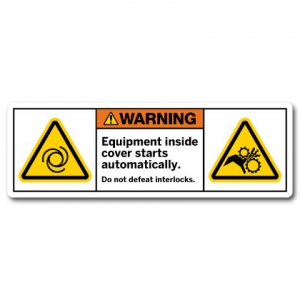 Equipment Inside Cover Starts Automatically Do Not Defeat Interlocks