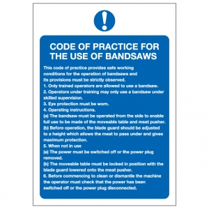 Code Of Practice Fot The Use Of Bandsaws