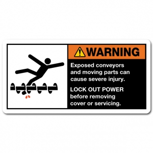 Exposed Conveyors And Moving Parts Can Cause Severe Injury Lock Out Power Before Removing Cover Or Servicing