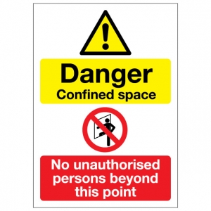 Danger Confined Space No Unauthorised Persons Beyond This Point