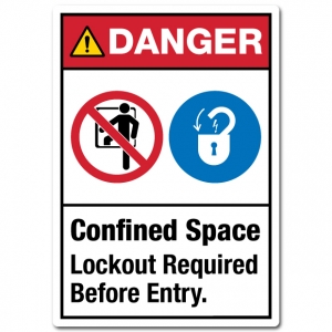Danger Confined Space Lockout Required Before Entry