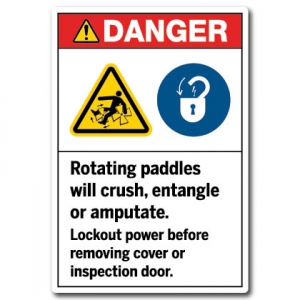 Rotating Paddles Will Crush Entangle Or Amputate Lockout Power Before Removing Cover Or Inspection Door