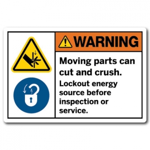 Moving Parts Can Crush And Cut Lockout Energy Source Before Inspection Or Service