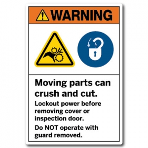 Moving Parts Can Crush And Cut Lockout Power Before Removing Cover Or Inspection Door
