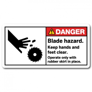 Blade Hazard Keep Hands And Feet Clear Operate Only With Rubber Skirt In Place