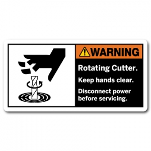Rotating Cutter Keep Hands Clear Disconnect Power Before Servicing