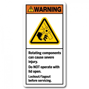 Rotating Components Can Cause Severe Injury Do Not Operate With Lid Open Lockout Tagout Before Servicing