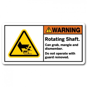 Rotating Shaft Can Grab Mangle And Dismember Do Not Operate With Guard Removed