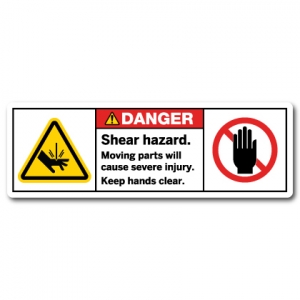 Shear Hazard Moving Parts Will Cause Severe Injury Keep Hands Clear