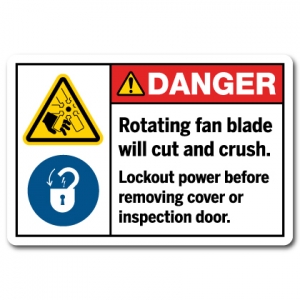 Rotating Fan Blade Will Cut And Crush Lockout Power Before Removing Cover Or Inspection Door