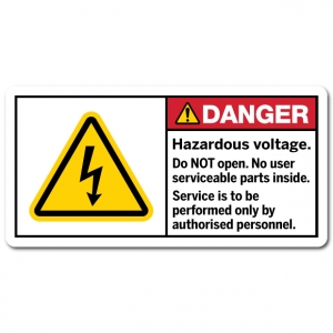 Hazardous Voltage Do Not Open No User Serviceable Parts Inside Service Is To Be Performed Only By Authorised Personnel