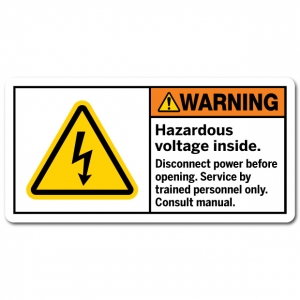 Hazardous Voltage Inside Disconnect Power Before Opening Service By Trained Personnel Only Consult Manual