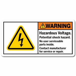 Hazardous Voltage Potential Shock Hazard No User Serviceable Parts Inside Contact Manufacturer For Service Or Repair