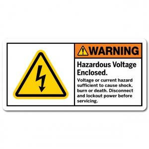 Hazardous Voltage Enclosed Voltage Or Current Hazard Sufficient To Cause Shock Burn Or Death Disconnect And Lockout Power Before Servicing