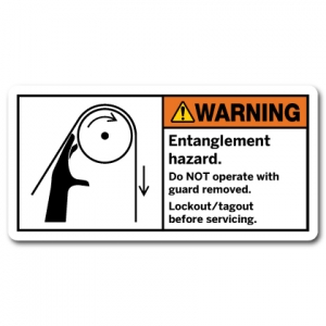 Entanglement Hazard Do Not Operate With Guard Removed Lockout Tagout Before Servicing