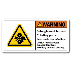 Entanglement Hazard Rotating Parts Keep Hands Clear Of Rollers Do Not Operate With Exposed Long Hair Jewellery Or Loose Clothing