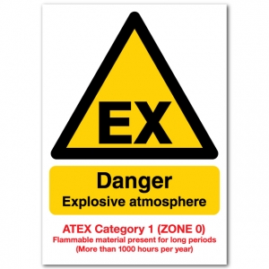EX Danger Explosive Atmosphere Flammable Material ATEX Category 1 Zone 0