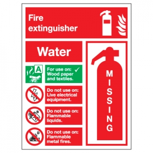 Water Fire Extinguisher Missing