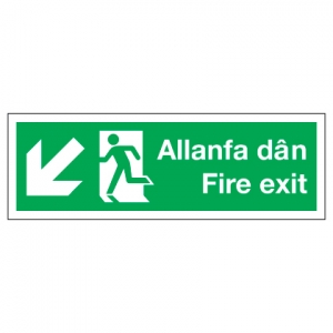 Fire Exit With Down Left Arrow