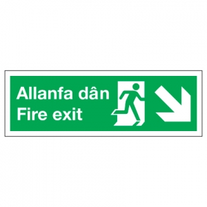 Fire Exit With Down Right Arrow