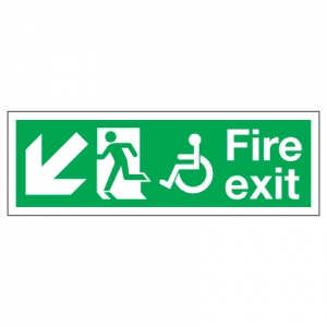 Fire Exit Disabled Access With Down Left Arrow