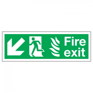 Fire Exit With Down Left Arrow