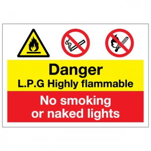 Danger LPG Highly Flammable No Smoking Or Naked Lights