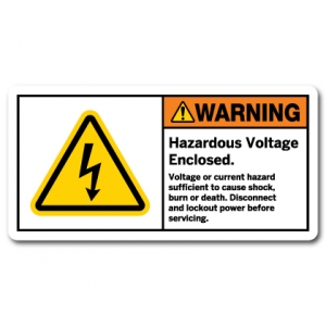 Hazardous Voltage Enclosed Voltage Or Current Hazard Sufficient To Cause Shock Burn Or Death Disconnect And Lockout Power Before Servicing