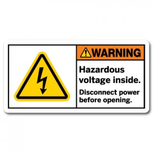 Hazardous Voltage Inside Disconnect Power Before Opening