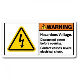 Hazardous Voltage Disconnect Power Before Opening Contact Causes Severe Electrical Shock