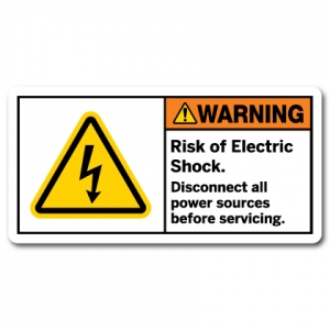 Risk Of Electric Shock Disconnect All Power Sources Before Servicing