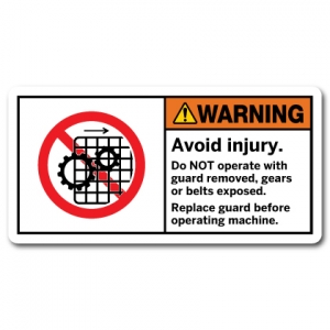 Avoid Injury Do Not Operate With Guard Removed Gears Or Belts Exposed Replace Guard Before Operating Machine