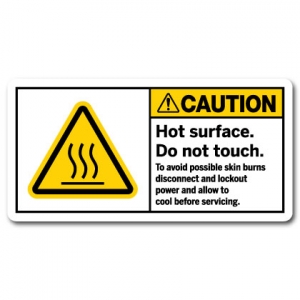 Hot Surface Do Not Touch To Avoid Possible Skin Burns Disconnect And Lockout Power And Allow To Cool Before Servicing