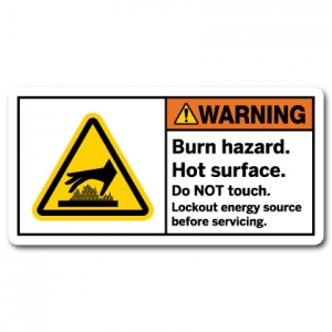 Burn Hazard Hot Surface Do Not Touch Lockout Energy Source Before Servicing