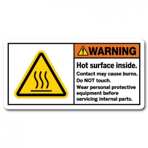 Hot Surface Inside Contact May Cause Burns Do Not Touch Wear Personal Protective Equipment Before Servicing Internal Parts
