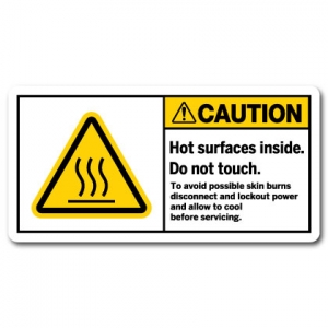 Hot Surfaces Inside Do Not Touch To Avoid Possible Skin Burns Disconnect And Lockout Power And Allow To Cool Before Servicing