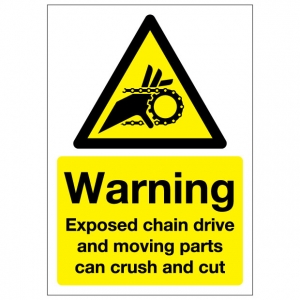 Warning Exposed Chain Drive And Moving Parts Can Crush And Cut