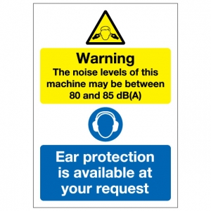 Warning The Noise Levels Of This Machine May Be Between 80 And 85dB