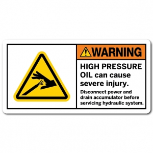 High Pressure Oil Can Cause Severe Injury Disconnect Power And Drain Accumulator Before Servicing Hydraulic System