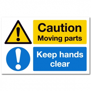 Caution Moving Parts Keep Hands Clear Safety Label