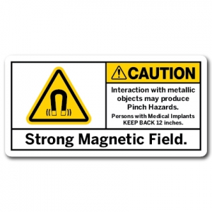Strong Magnetic Field Interaction With Metallic Objects May Produce Pinch Hazards Persons With Medical Implants Keep Back 12 Inches