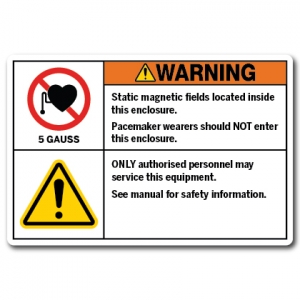 Static Magnetic Fields Located Inside This Enclosure Pacemaker Wearers Should Not Enter This Enclosure
